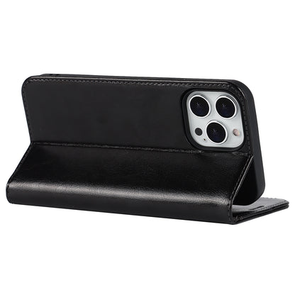 Crazy Horse Genuine Leather Dust-proof Phone Cover Card Slot Wallet Phone Case for iPhone 13 Pro 6.1 inch