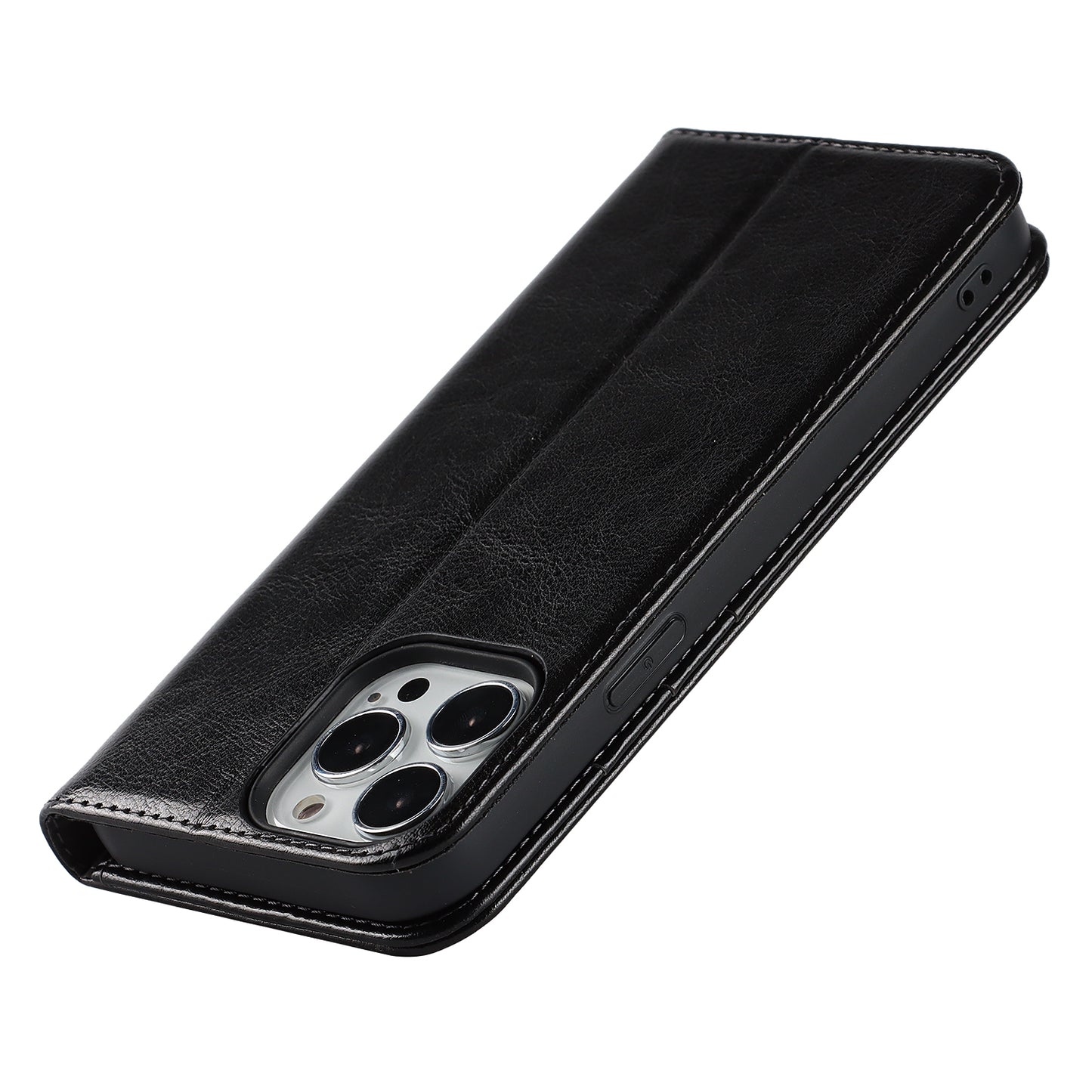 Crazy Horse Genuine Leather Dust-proof Phone Cover Card Slot Wallet Phone Case for iPhone 13 Pro 6.1 inch