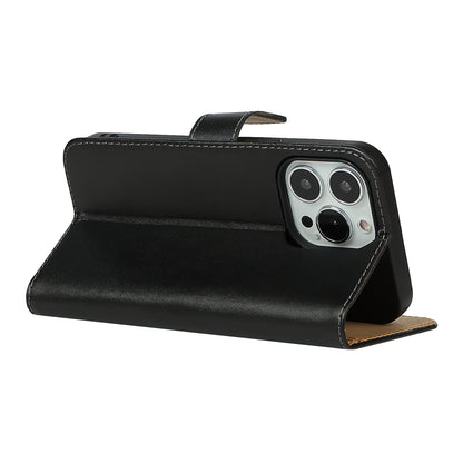 Genuine Leather Dust-proof Phone Cover Anti-scratch Wallet Stand Phone Case for iPhone 13 Pro 6.1 inch