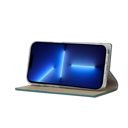 Litchi Texture Genuine Leather Cover Wallet Stand Flip Phone Case with Strap for iPhone 13 Pro 6.1 inch