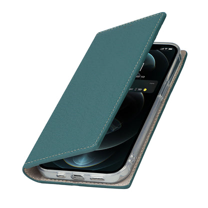 Litchi Texture Genuine Leather Cover Wallet Stand Flip Phone Case with Strap for iPhone 13 Pro 6.1 inch