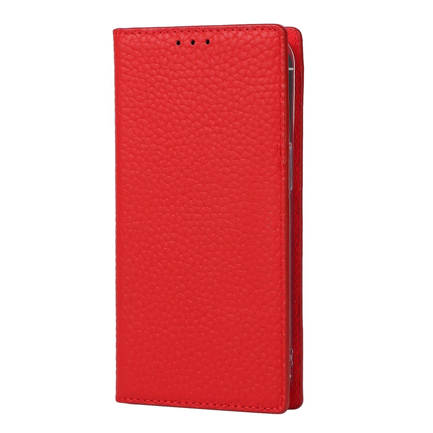 Litchi Texture Genuine Leather Cover Wallet Stand Flip Phone Case with Strap for iPhone 13 Pro 6.1 inch