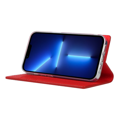 Litchi Texture Genuine Leather Cover Wallet Stand Flip Phone Case with Strap for iPhone 13 Pro 6.1 inch