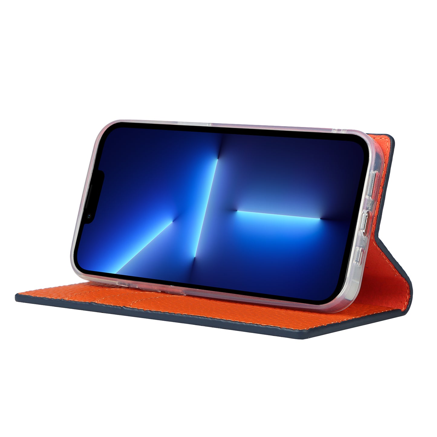 Litchi Texture Genuine Leather Cover Wallet Stand Flip Phone Case with Strap for iPhone 13 Pro 6.1 inch