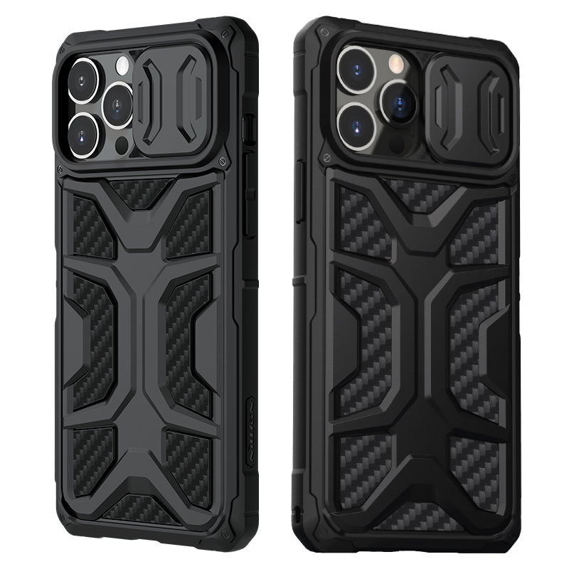 NILLKIN Adventurer Honeycomb Twill Anti Slip Slide Camera Cover Hard Phone Case TPU+PC Phone Protective Cover for iPhone 13 Pro Max 6.7 inch