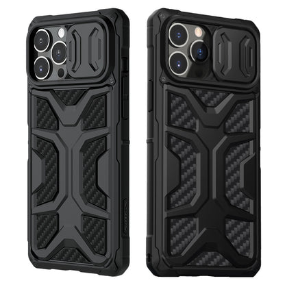 NILLKIN Adventurer Honeycomb Twill Anti Slip Slide Camera Cover Hard Phone Case TPU+PC Phone Protective Cover for iPhone 13 Pro Max 6.7 inch