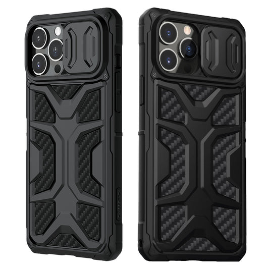 NILLKIN Adventurer Honeycomb Twill Anti Slip Slide Camera Cover Hard Phone Case TPU+PC Phone Protective Cover for iPhone 13 Pro Max 6.7 inch