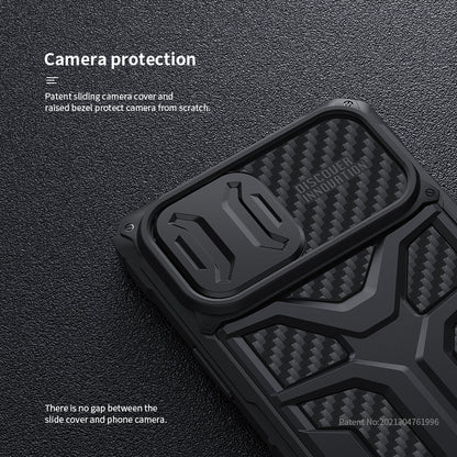 NILLKIN Adventurer Honeycomb Twill Anti Slip Slide Camera Cover Hard Phone Case TPU+PC Phone Protective Cover for iPhone 13 Pro Max 6.7 inch