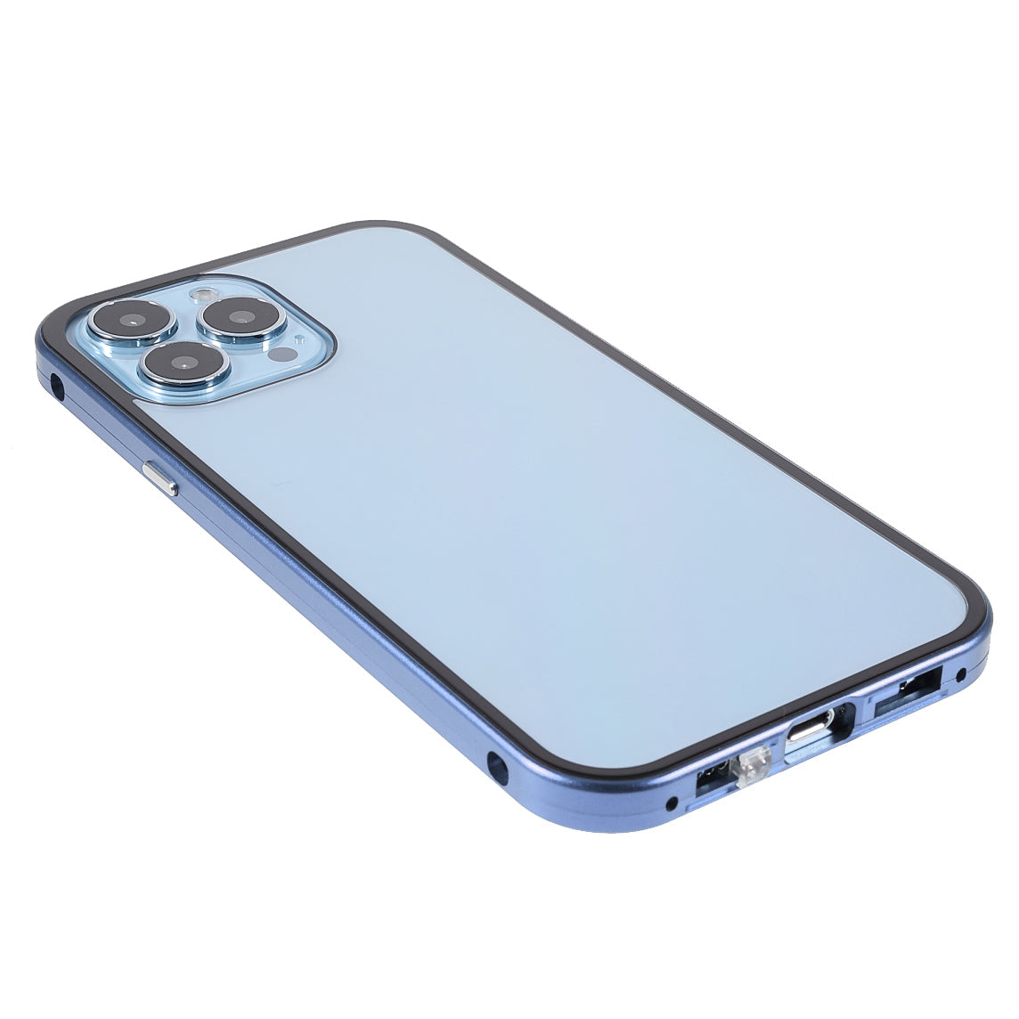 Privacy-Protected 35 Degrees Anti-Peep Shock-Proof Magnetic Metal Frame + Double-Sided Tempered Glass Phone Case for iPhone 13 Pro Max 6.7 inch