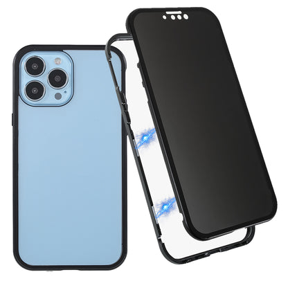 Privacy-Protected 35 Degrees Anti-Peep Shock-Proof Magnetic Metal Frame + Double-Sided Tempered Glass Phone Case for iPhone 13 Pro Max 6.7 inch