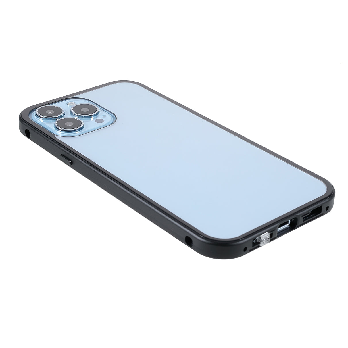 Privacy-Protected 35 Degrees Anti-Peep Shock-Proof Magnetic Metal Frame + Double-Sided Tempered Glass Phone Case for iPhone 13 Pro Max 6.7 inch