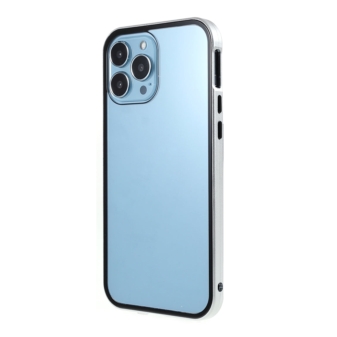 Privacy-Protected 35 Degrees Anti-Peep Shock-Proof Magnetic Metal Frame + Double-Sided Tempered Glass Phone Case for iPhone 13 Pro Max 6.7 inch