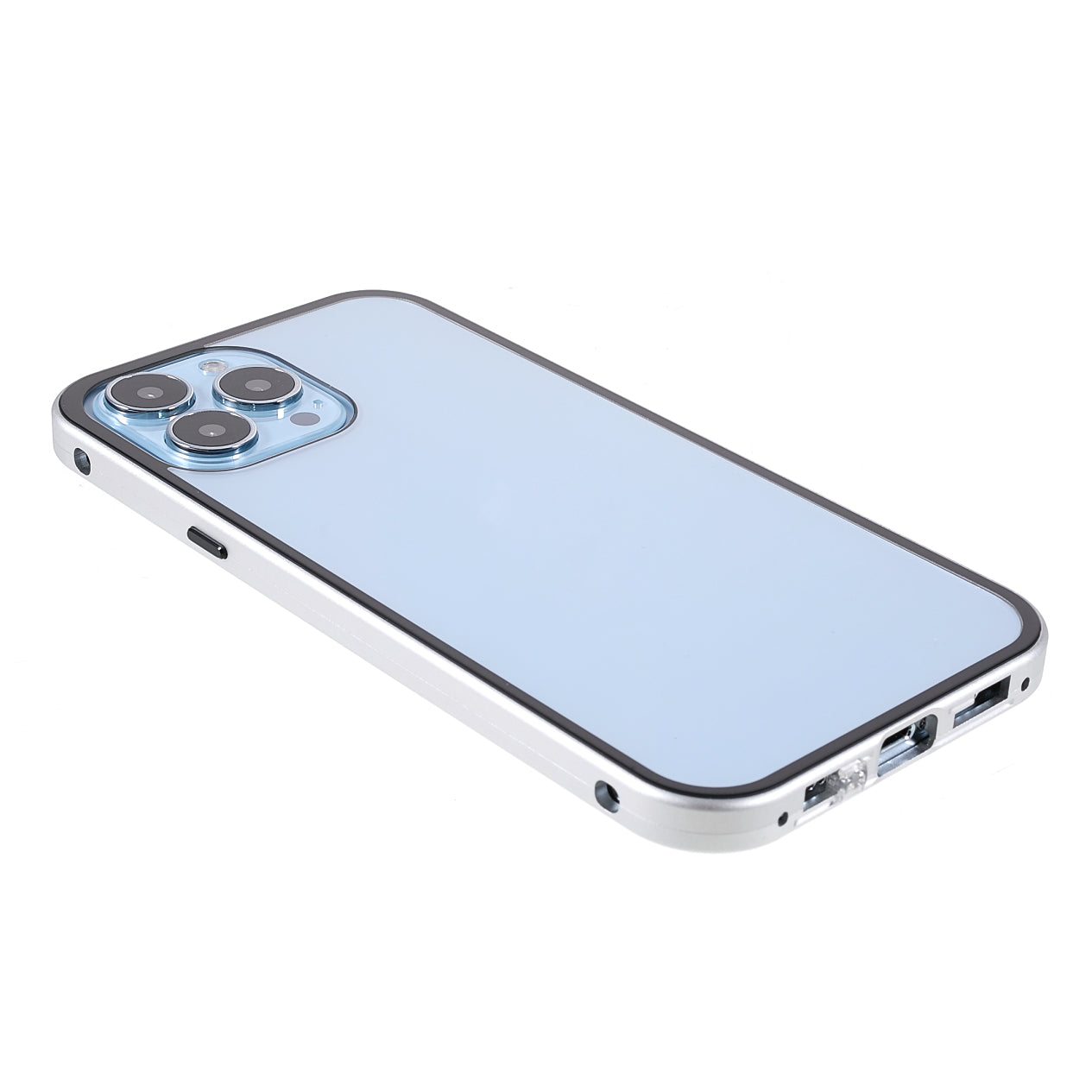 Privacy-Protected 35 Degrees Anti-Peep Shock-Proof Magnetic Metal Frame + Double-Sided Tempered Glass Phone Case for iPhone 13 Pro Max 6.7 inch