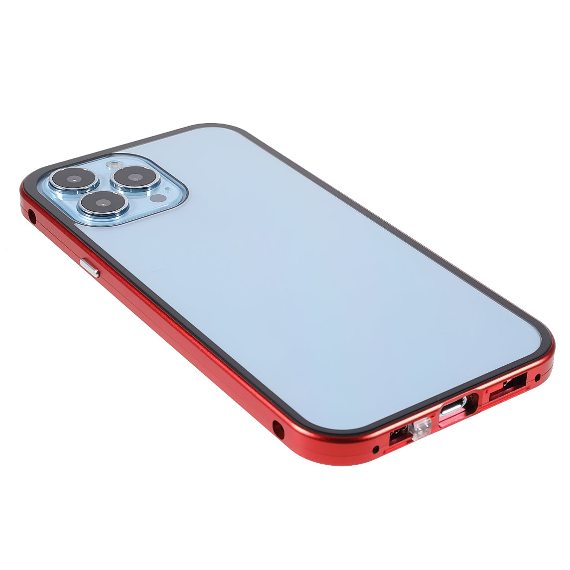 Privacy-Protected 35 Degrees Anti-Peep Shock-Proof Magnetic Metal Frame + Double-Sided Tempered Glass Phone Case for iPhone 13 Pro Max 6.7 inch