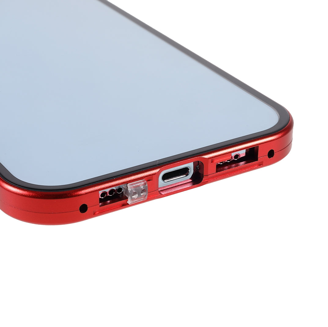Privacy-Protected 35 Degrees Anti-Peep Shock-Proof Magnetic Metal Frame + Double-Sided Tempered Glass Phone Case for iPhone 13 Pro Max 6.7 inch
