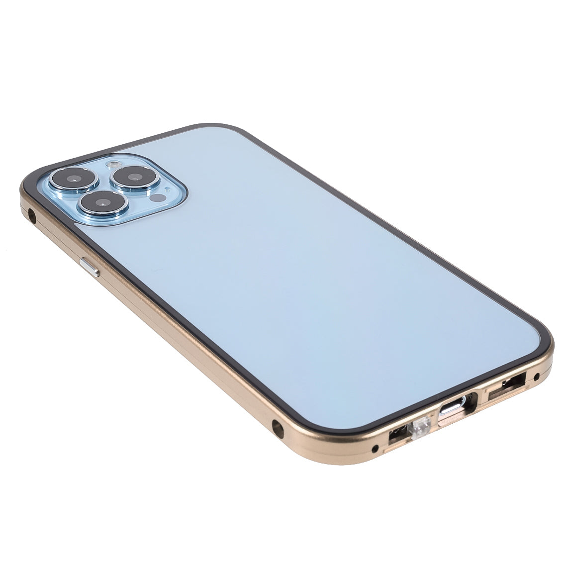 Privacy-Protected 35 Degrees Anti-Peep Shock-Proof Magnetic Metal Frame + Double-Sided Tempered Glass Phone Case for iPhone 13 Pro Max 6.7 inch