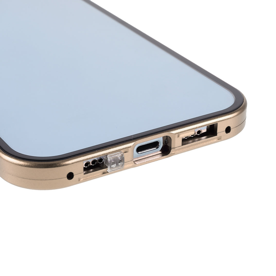 Privacy-Protected 35 Degrees Anti-Peep Shock-Proof Magnetic Metal Frame + Double-Sided Tempered Glass Phone Case for iPhone 13 Pro Max 6.7 inch