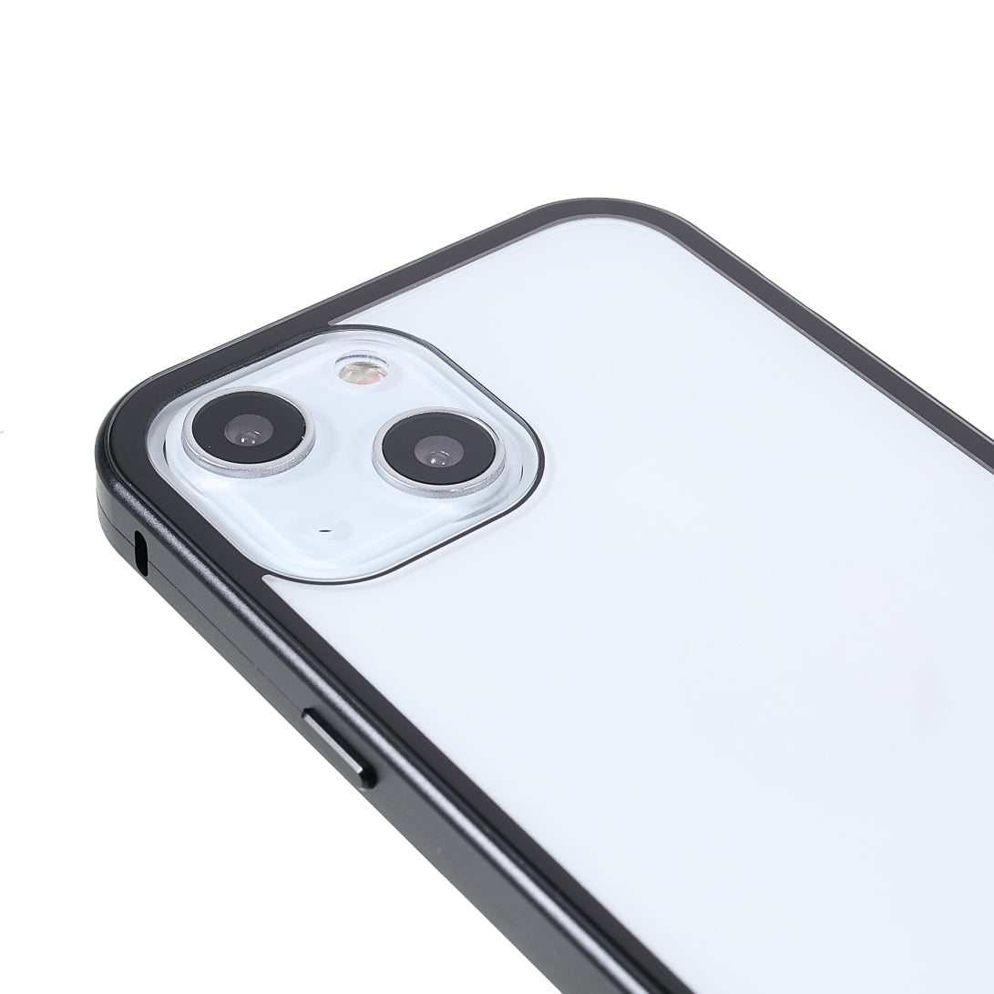Scratch-Resistant Powerful Magnetic Metal Frame + Double-Sided Tempered Glass 35 Degrees Anti-Peep Phone Case for iPhone 13 mini 5.4 inch