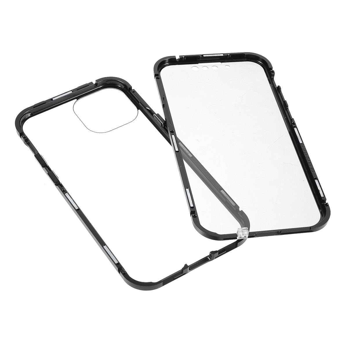 Scratch-Resistant Powerful Magnetic Metal Frame + Double-Sided Tempered Glass 35 Degrees Anti-Peep Phone Case for iPhone 13 mini 5.4 inch