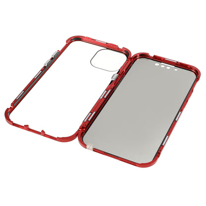 Scratch-Resistant Powerful Magnetic Metal Frame + Double-Sided Tempered Glass 35 Degrees Anti-Peep Phone Case for iPhone 13 mini 5.4 inch