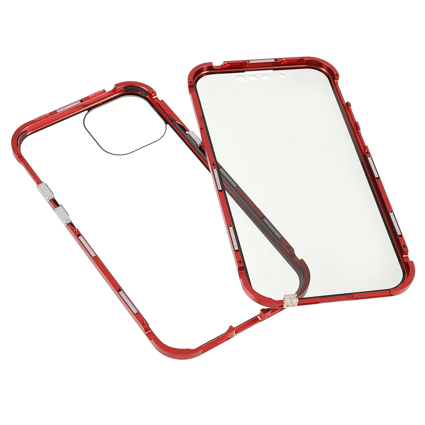Scratch-Resistant Powerful Magnetic Metal Frame + Double-Sided Tempered Glass 35 Degrees Anti-Peep Phone Case for iPhone 13 mini 5.4 inch