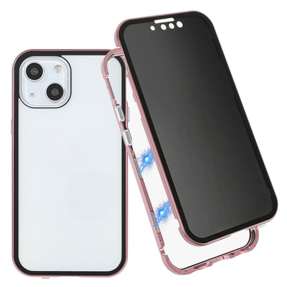 Scratch-Resistant Powerful Magnetic Metal Frame + Double-Sided Tempered Glass 35 Degrees Anti-Peep Phone Case for iPhone 13 mini 5.4 inch