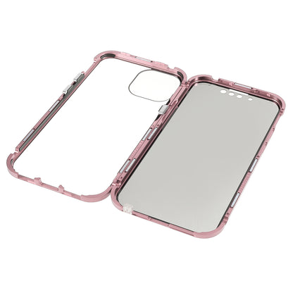 Scratch-Resistant Powerful Magnetic Metal Frame + Double-Sided Tempered Glass 35 Degrees Anti-Peep Phone Case for iPhone 13 mini 5.4 inch