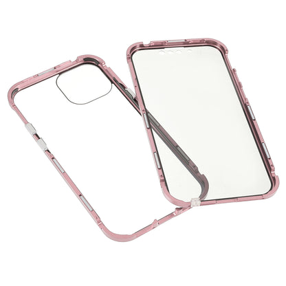 Scratch-Resistant Powerful Magnetic Metal Frame + Double-Sided Tempered Glass 35 Degrees Anti-Peep Phone Case for iPhone 13 mini 5.4 inch