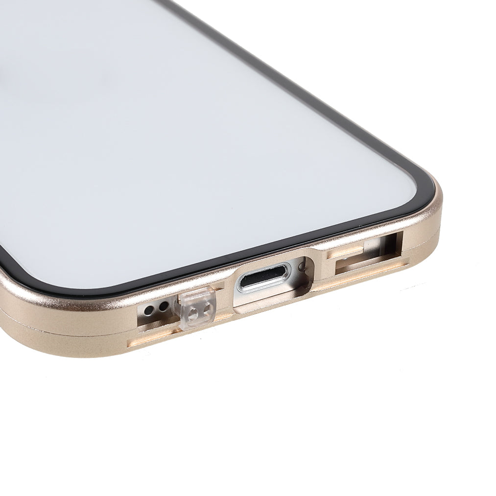 Scratch-Resistant Powerful Magnetic Metal Frame + Double-Sided Tempered Glass 35 Degrees Anti-Peep Phone Case for iPhone 13 mini 5.4 inch