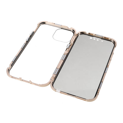Scratch-Resistant Powerful Magnetic Metal Frame + Double-Sided Tempered Glass 35 Degrees Anti-Peep Phone Case for iPhone 13 mini 5.4 inch