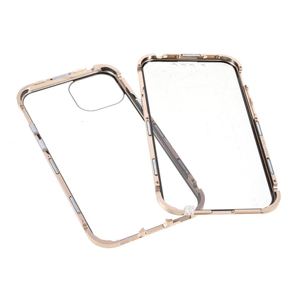 Scratch-Resistant Powerful Magnetic Metal Frame + Double-Sided Tempered Glass 35 Degrees Anti-Peep Phone Case for iPhone 13 mini 5.4 inch