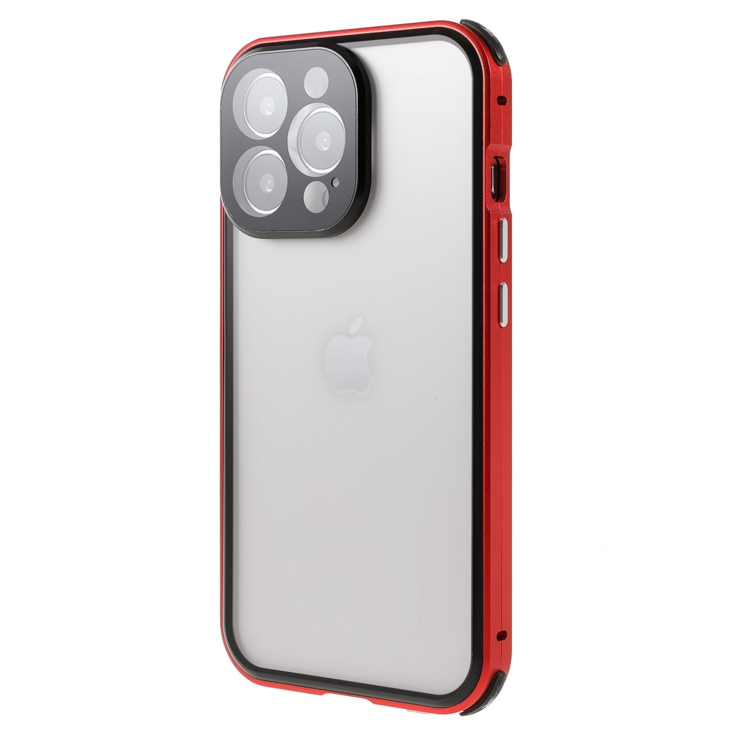 Shock-Absorbed Anti-Spy Double-Sided Tempered Glass + Lock Buckle Design Magnetic Metal Frame Phone Case for iPhone 13 Pro Max 6.7 inch