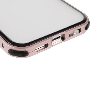 Shock-Absorbed Anti-Spy Double-Sided Tempered Glass + Lock Buckle Design Magnetic Metal Frame Phone Case for iPhone 13 Pro Max 6.7 inch