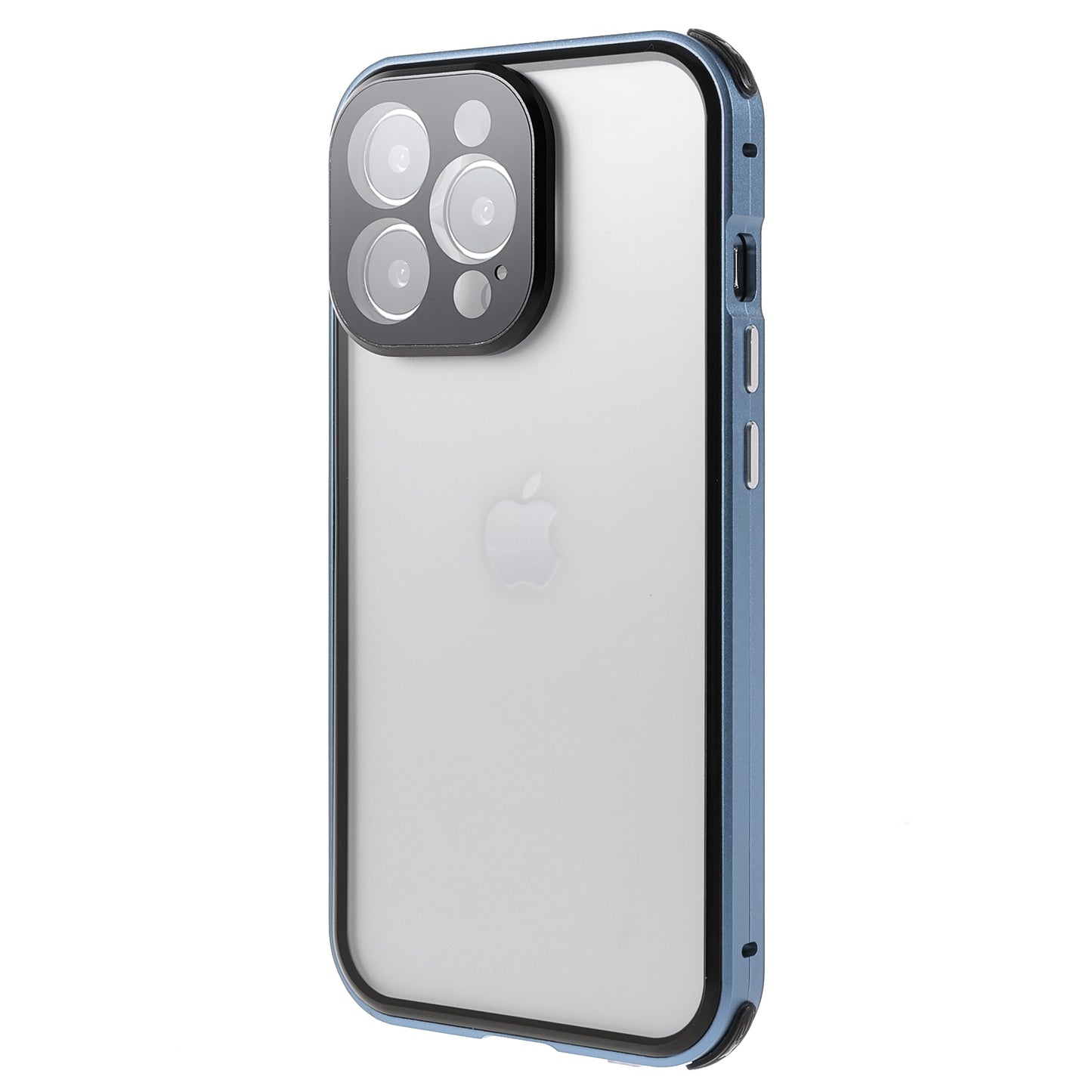 Shock-Absorbed Anti-Spy Double-Sided Tempered Glass + Lock Buckle Design Magnetic Metal Frame Phone Case for iPhone 13 Pro Max 6.7 inch