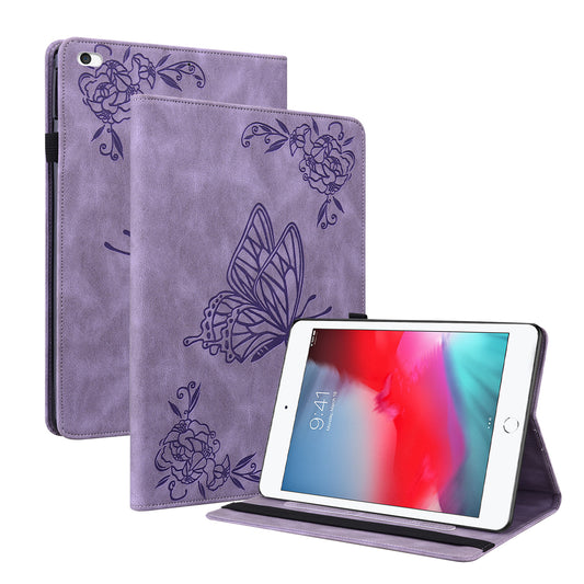 Shockproof Lightweight Tablet Cover Imprinted Butterfly Flower PU Leather Stand Cards Slot Case for iPad Mini / iPad Mini 2 / iPad mini 3 / iPad mini 4 / iPad mini (2019) 7.9 inch