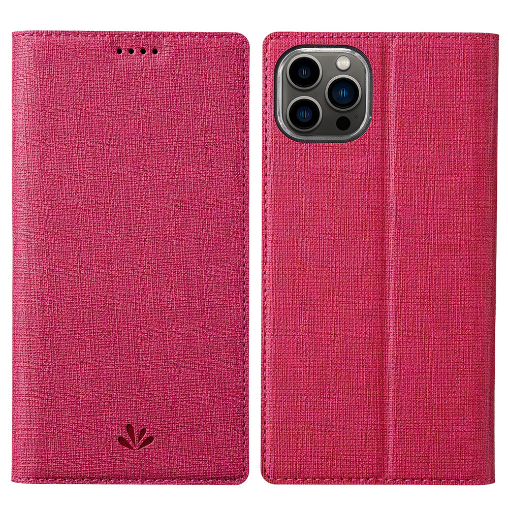 VILI DMX Series Cloth Texture Scratch-Resistant Leather Protector Stand Cover with Single Card Slot for iPhone 13 Pro Max 6.7 inch