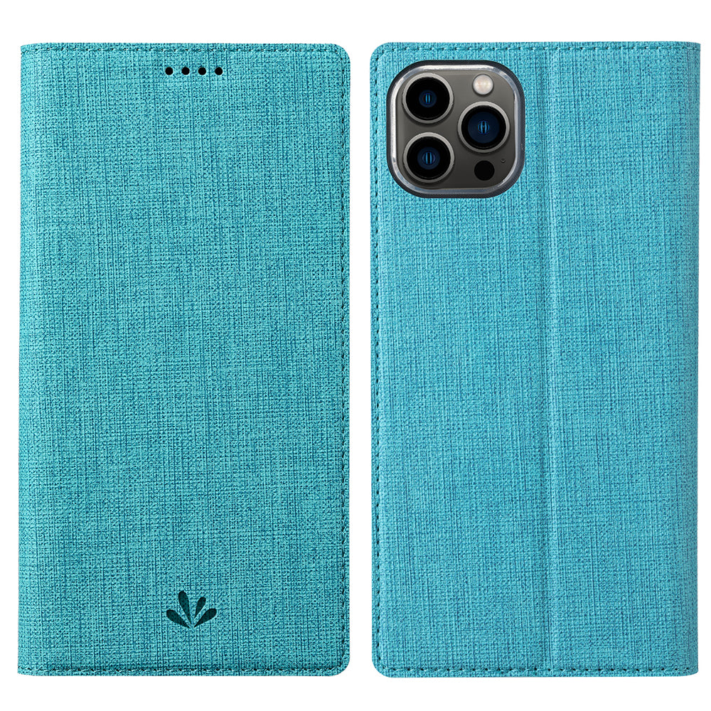 VILI DMX Series Cloth Texture Scratch-Resistant Leather Protector Stand Cover with Single Card Slot for iPhone 13 Pro Max 6.7 inch
