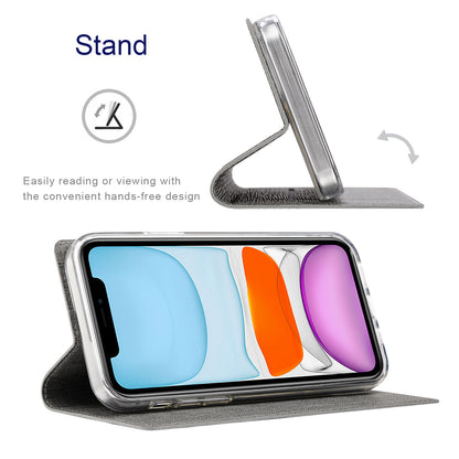 VILI DMX Series Cloth Texture Scratch-Resistant Leather Protector Stand Cover with Single Card Slot for iPhone 13 Pro Max 6.7 inch