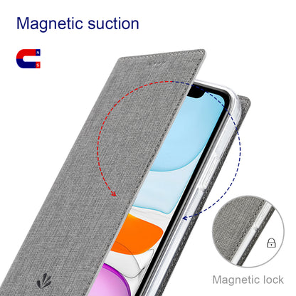 VILI DMX Series Cloth Texture Scratch-Resistant Leather Protector Stand Cover with Single Card Slot for iPhone 13 Pro Max 6.7 inch