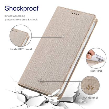 VILI DMX Series Cloth Texture Scratch-Resistant Leather Protector Stand Cover with Single Card Slot for iPhone 13 Pro Max 6.7 inch
