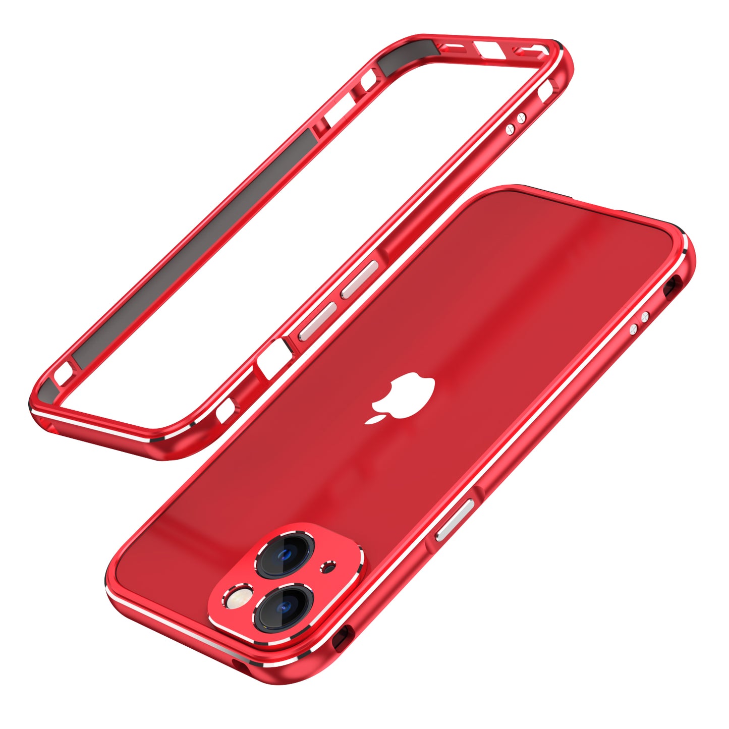 Contrast Color Protective Bumper Anti Drop and Shock Screwed Metal Frame Phone Case with Camera Lens Cover for iPhone 13 mini 5.4 inch