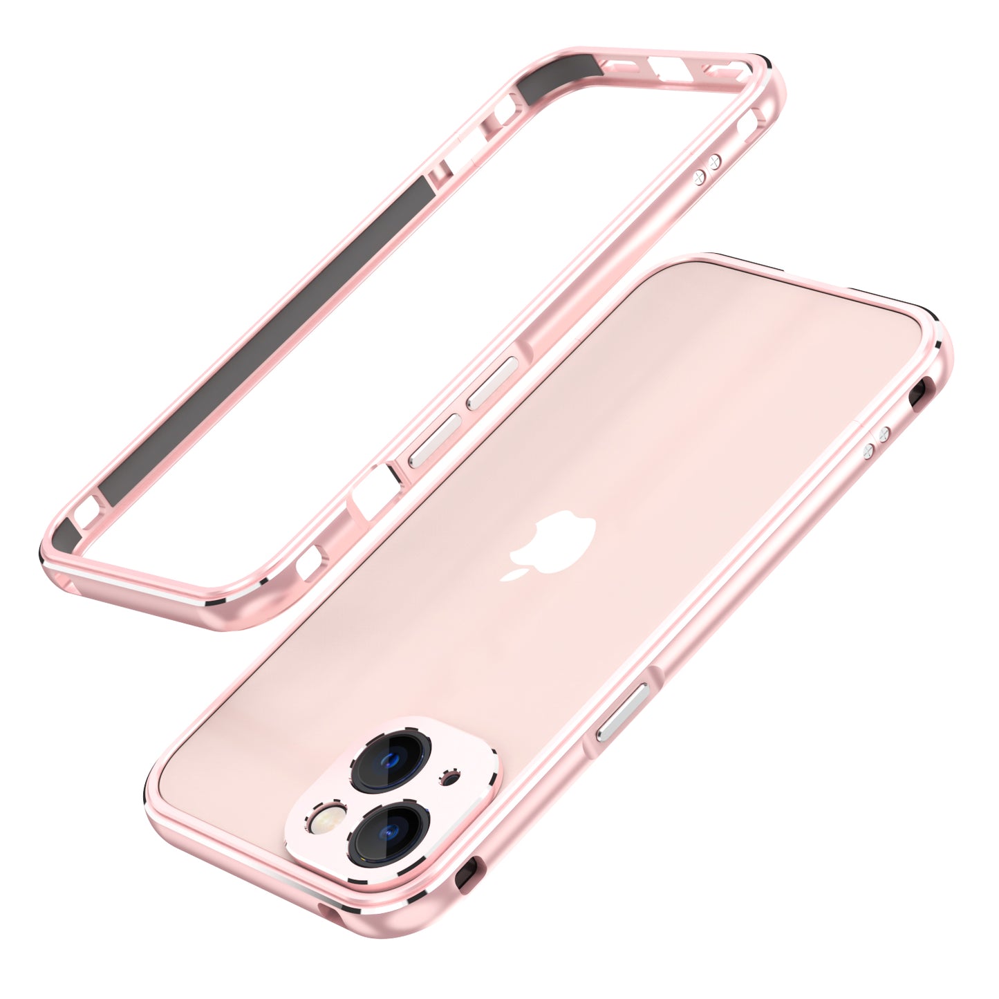Contrast Color Protective Bumper Anti Drop and Shock Screwed Metal Frame Phone Case with Camera Lens Cover for iPhone 13 mini 5.4 inch