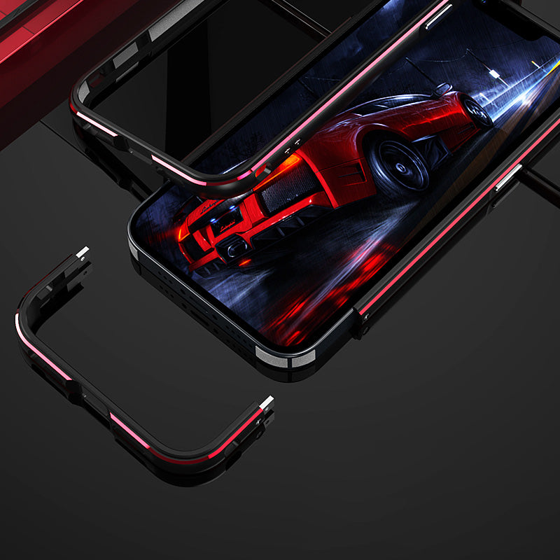 Contrast Color Protective Bumper Anti Drop and Shock Screwed Metal Frame Phone Case with Camera Lens Cover for iPhone 13 mini 5.4 inch