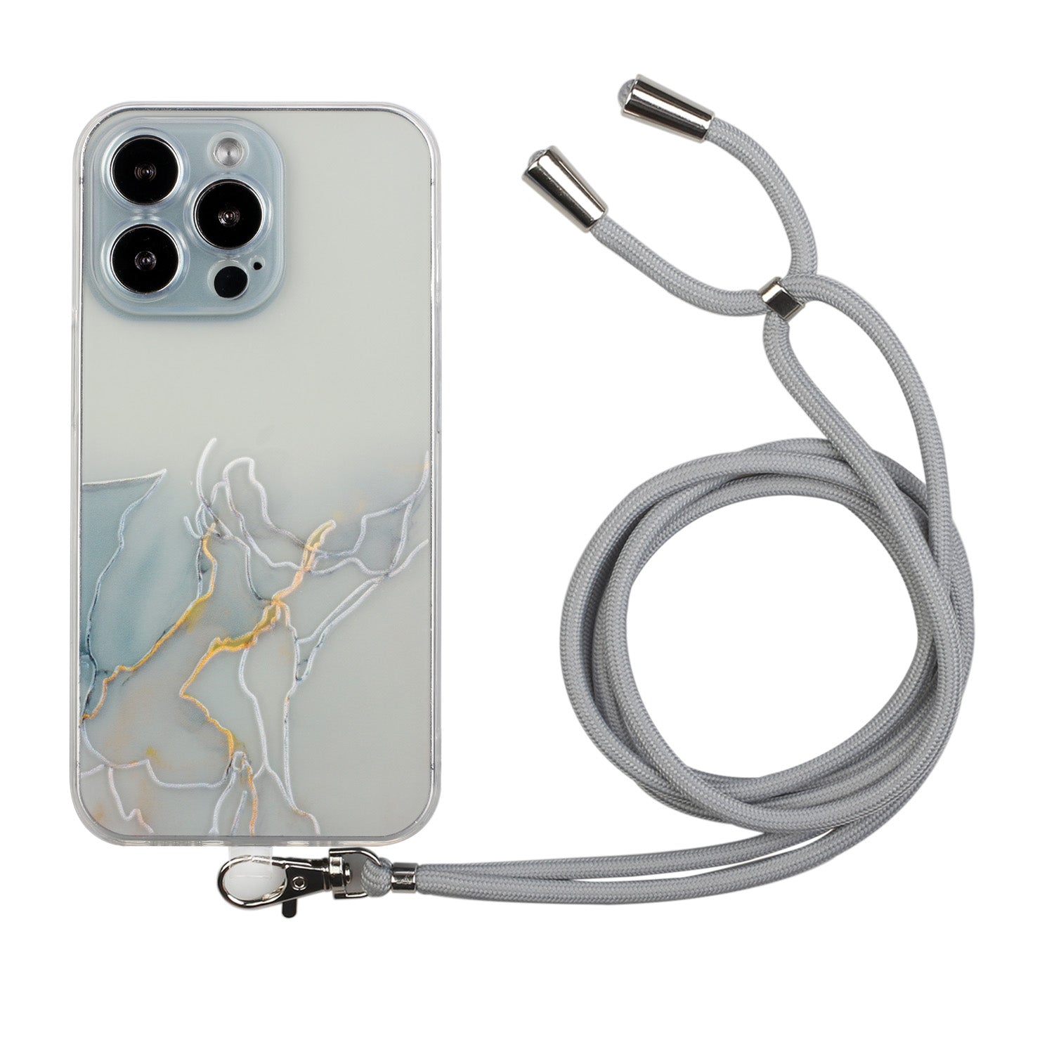 Multi-Color Embossing Marble Pattern Printing Design Anti-Collision Flexible TPU Case with Adjustable Long Lanyard for iPhone 13 Pro Max 6.7 inch