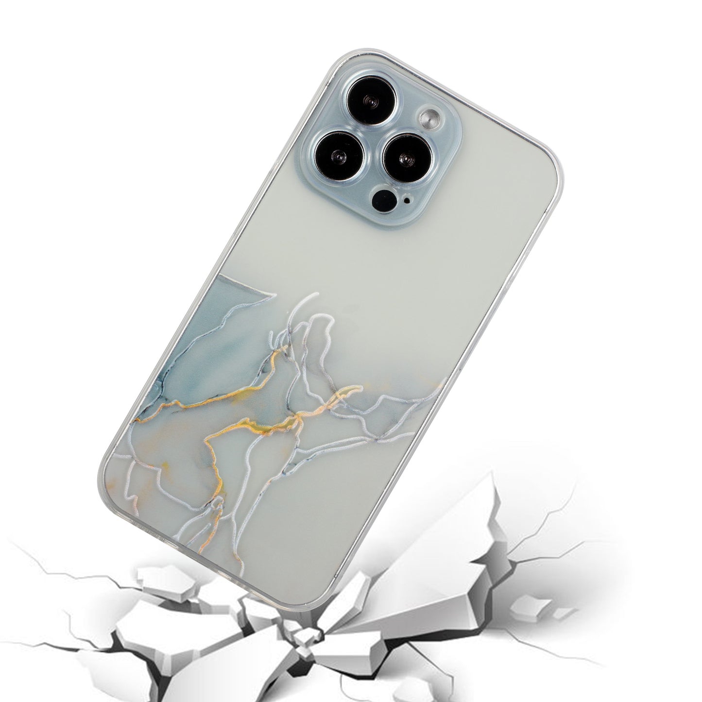 All-Inclusive Embossing Marble Pattern Soft TPU Precise Cut-Out Phone Cover Case for iPhone 13 Pro Max 6.7 inch