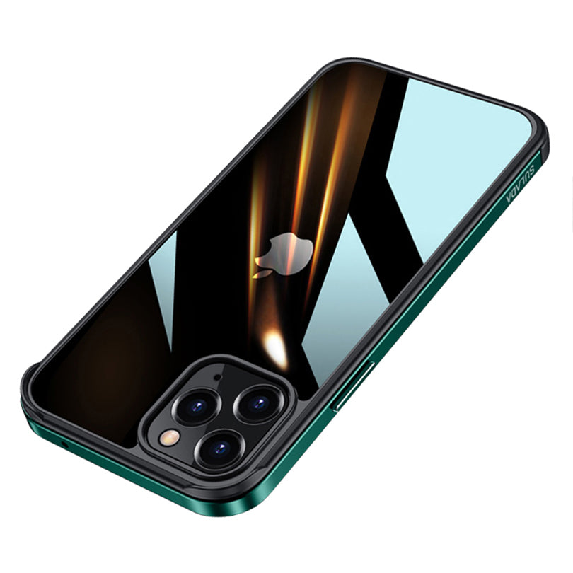 SULADA Minrui Series Electroplating Metal Frame Scratch-proof PC Hybrid Back Protector Phone Shell for iPhone 13 Pro Max 6.7 inch