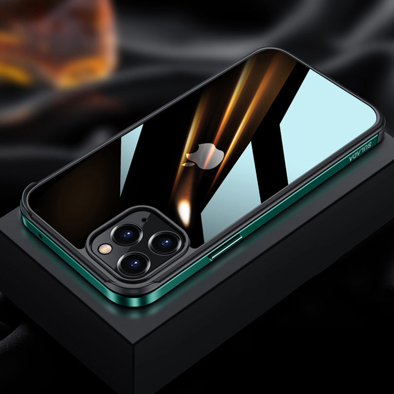SULADA Minrui Series Electroplating Metal Frame Scratch-proof PC Hybrid Back Protector Phone Shell for iPhone 13 Pro Max 6.7 inch