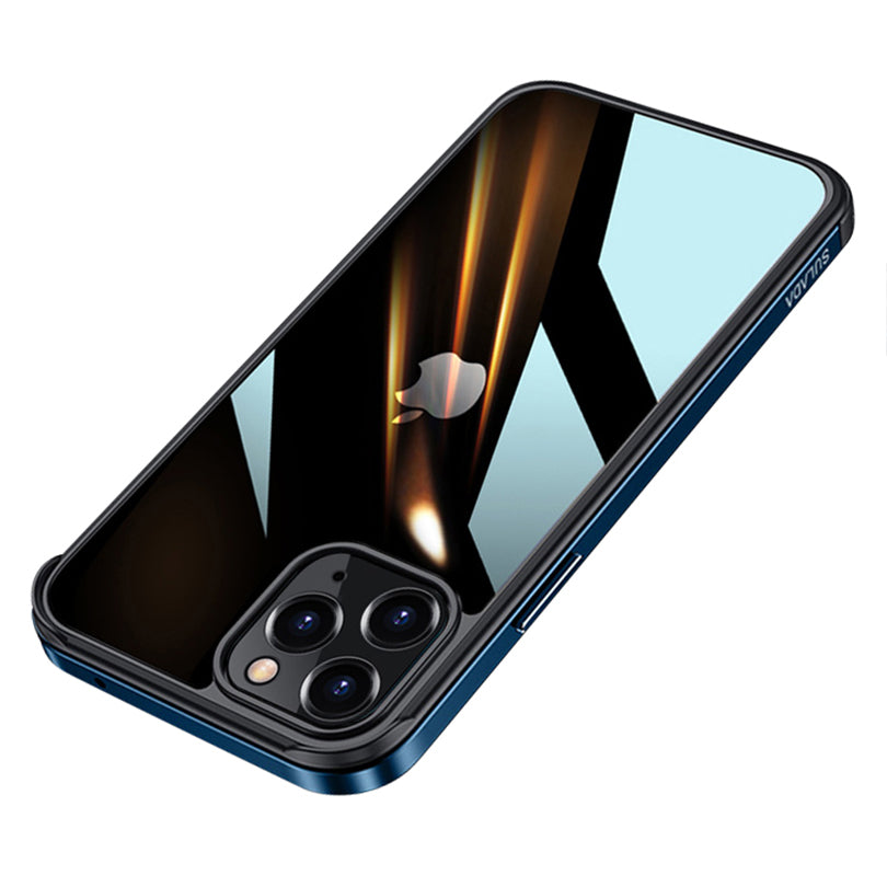 SULADA Minrui Series Electroplating Metal Frame Scratch-proof PC Hybrid Back Protector Phone Shell for iPhone 13 Pro Max 6.7 inch