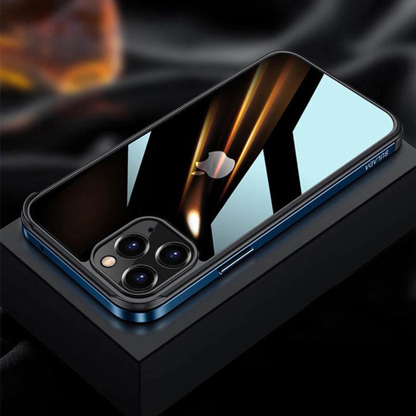 SULADA Minrui Series Electroplating Metal Frame Scratch-proof PC Hybrid Back Protector Phone Shell for iPhone 13 Pro Max 6.7 inch