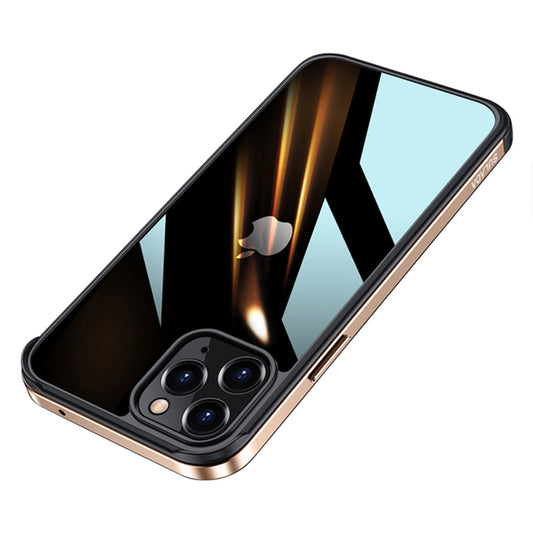 SULADA Minrui Series Electroplating Metal Frame Scratch-proof PC Hybrid Back Protector Phone Shell for iPhone 13 Pro Max 6.7 inch